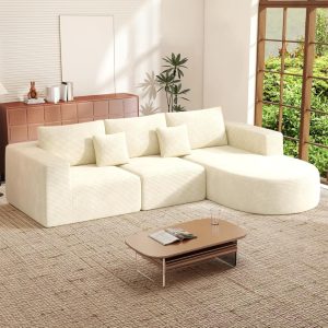 boneless sofa l shape chaise deep seat upholstered comfy living room bedroom no assembly 1pcs, custom