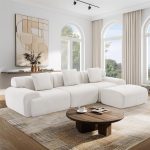 boneless modular sectional sofa with ottoman, 122" corduroy cloud couch for living room, comfy 3 seater l shaped, customized