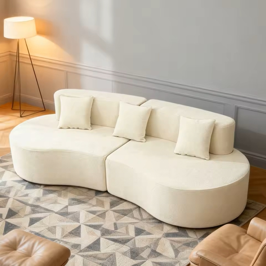 modern curved couch 4 seat minimalist elegant half moon sofa compressed modular sectional sofa for home living room cream white modern curved couch 4 seat minimalist elegant half moon sofa compressed modular sectional sofa for home living room cream white
