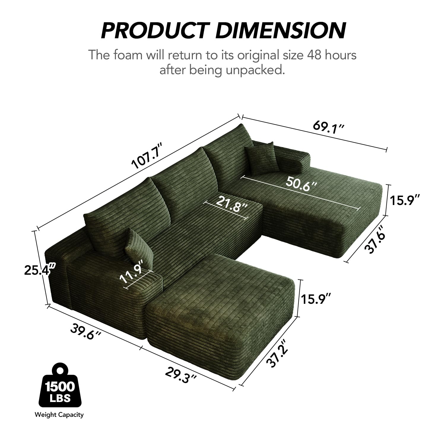 boneless sectional couch modern modular u shape corduroy upholstered sofa for living room deep seat , customized boneless sectional couch modern modular u shape corduroy upholstered sofa for living room deep seat , customized