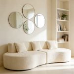 modern curved couch 4 seat minimalist elegant half moon sofa compressed modular sectional sofa for home living room cream white