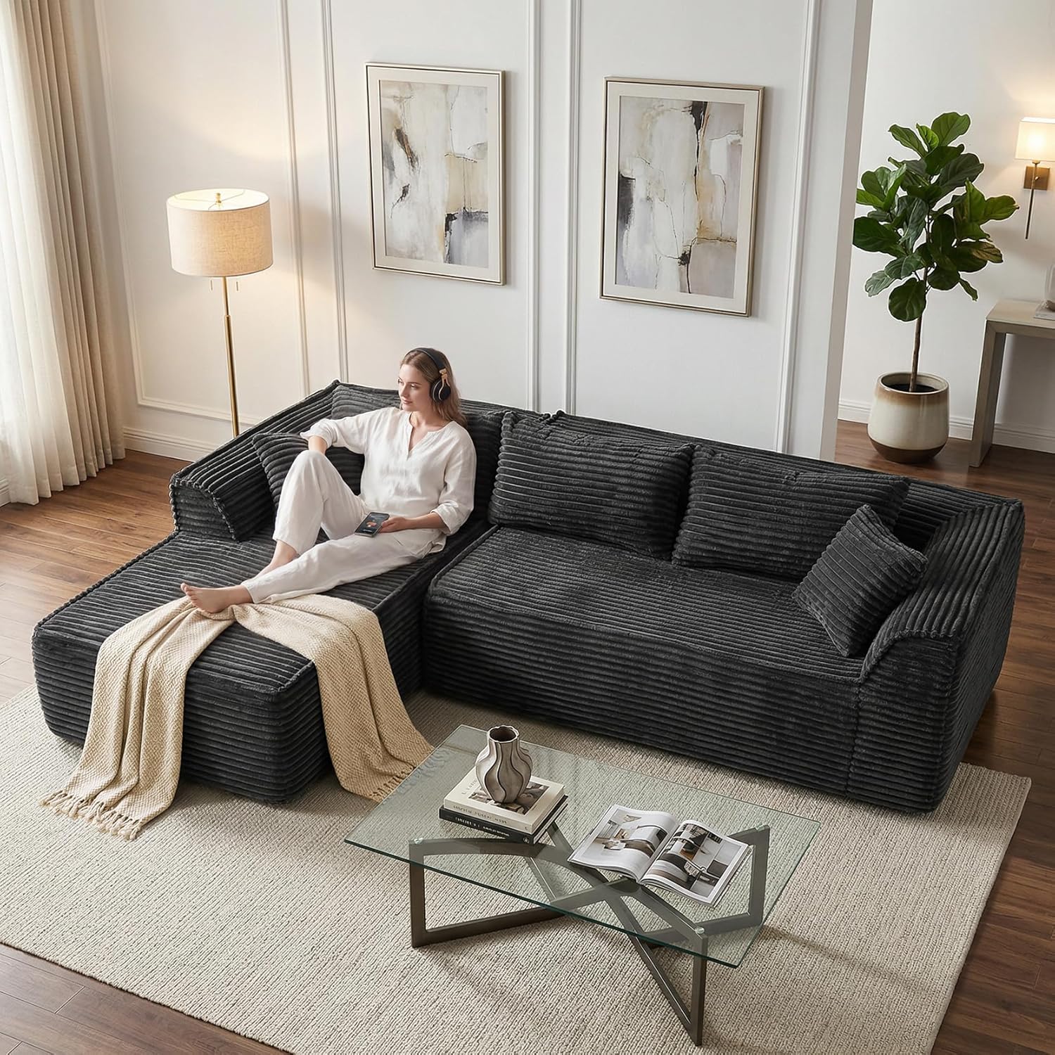 boneless couch with chaise, deep seat comfy cloud modular sofa corduroy memory foam sectional couches ,customized boneless couch with chaise, deep seat comfy cloud modular sofa corduroy memory foam sectional couches ,customized