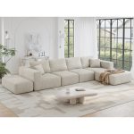 boneless modular sectional sofa with ottoman, 122" corduroy cloud couch for living room, comfy 3 seater l shaped, customized