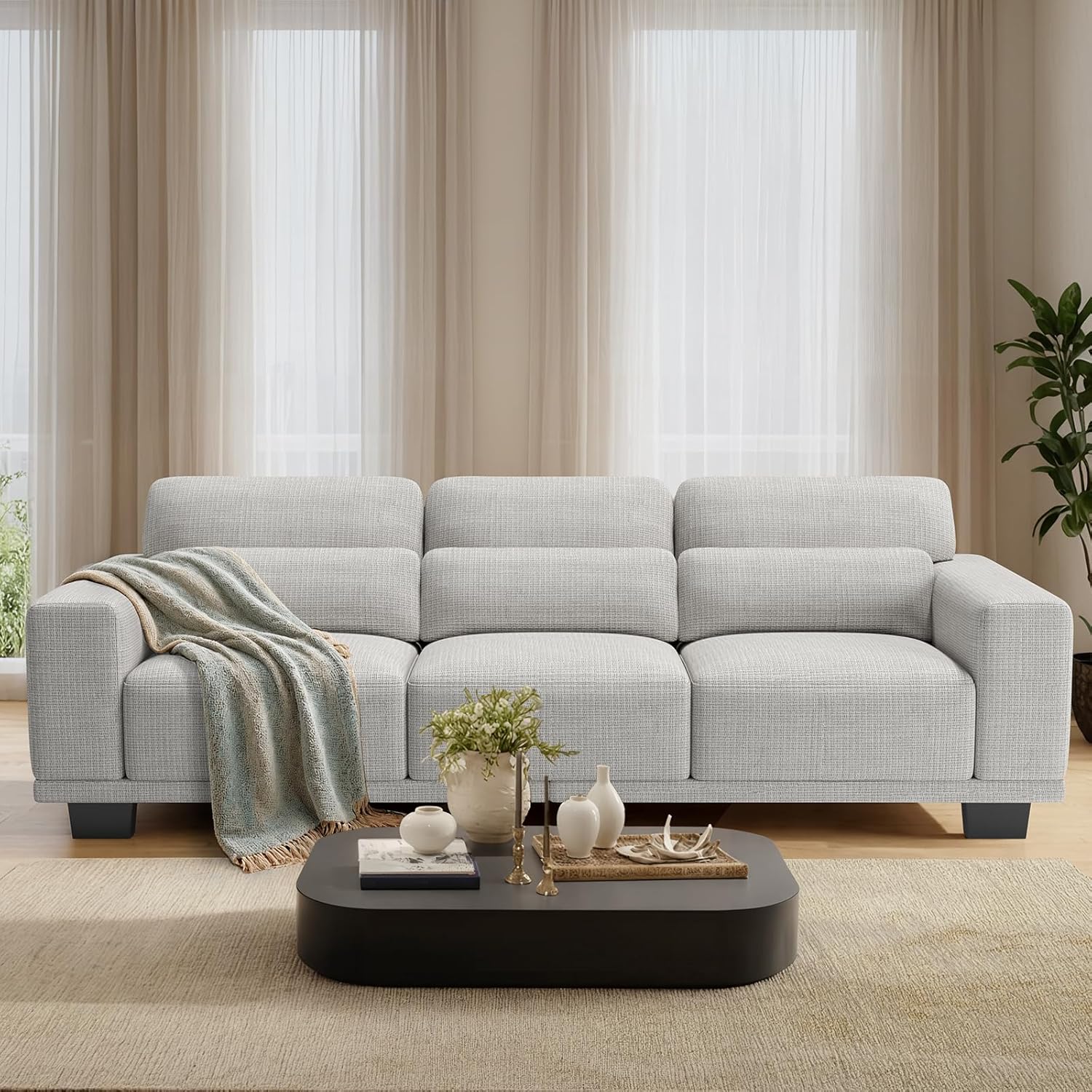 3 seater modern sofa, 89" couch with wide armrests & deep cushions, linen sofas with removable washable covers for living room, 3 seater modern sofa, 89" couch with wide armrests & deep cushions, linen sofas with removable washable covers for living room,