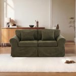 modern loveseat sofa couch, upholstered comfy sofa with pillows & armrests, deep seating couch with, customized
