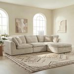 108" modular sectional sofa with ottoman, l shape 3 seat living room furniture, brownish gray, custom